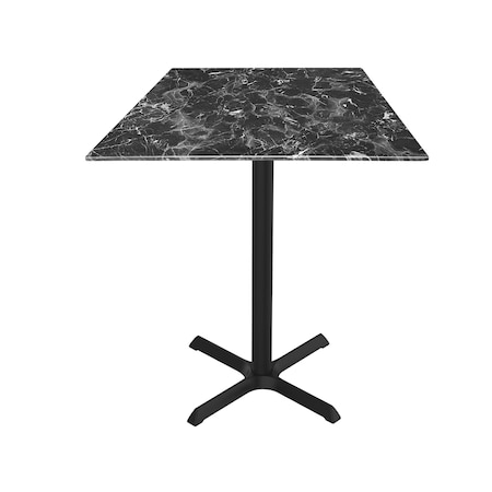 Holland Bar Stool Co 42 Tall OD211 Black Table Base w30x30 Foot and 36x36 Square Black Marble Top, IndoorOutdoor OD211-3042BWODS36SQBM